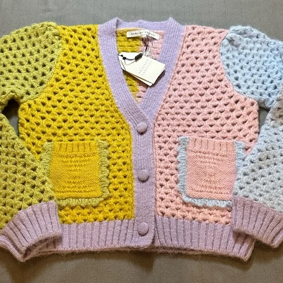 English Factory Pastel Colorblock Sweater Cardigan NWT XS - Picture 4 of 6
